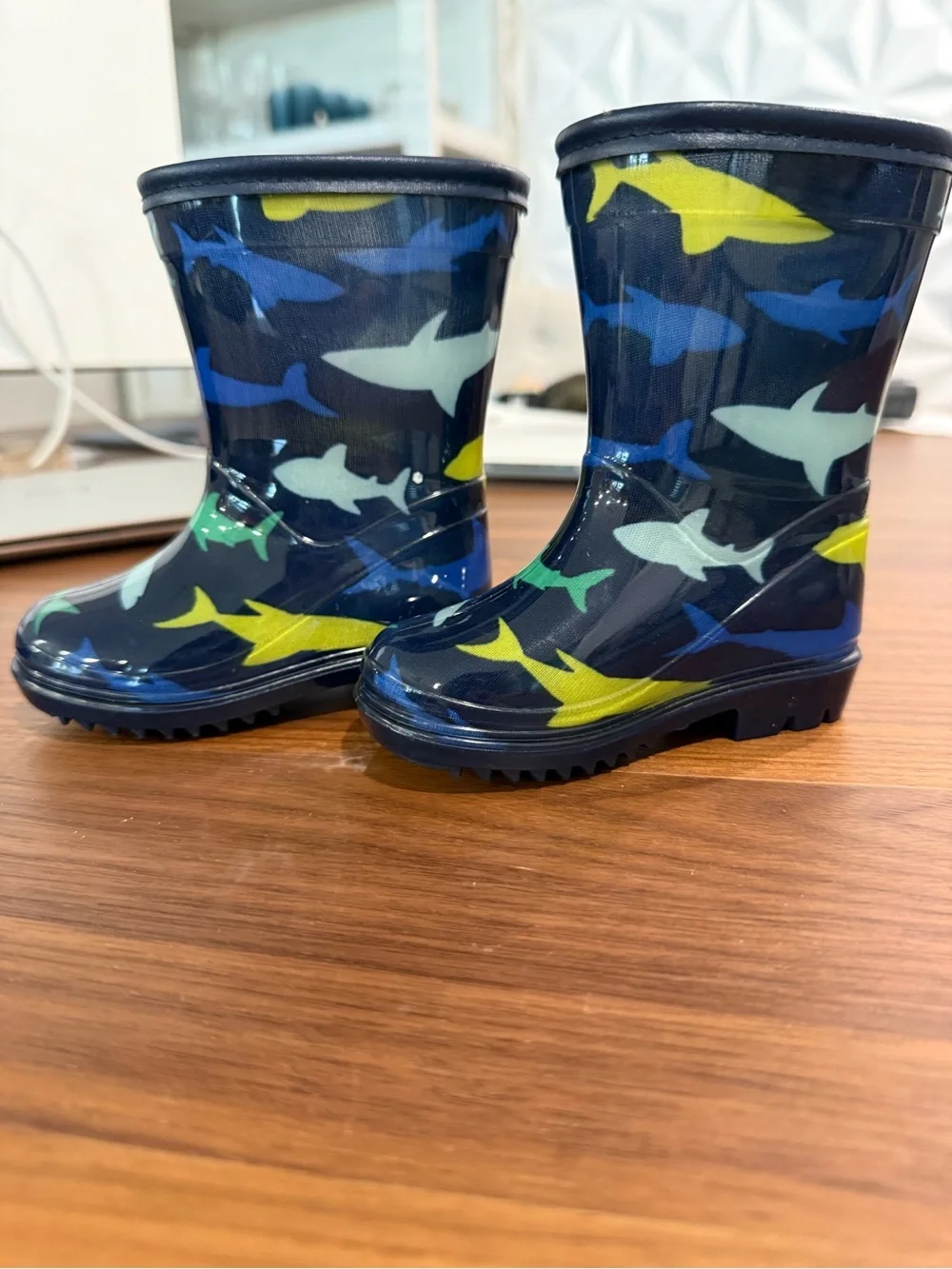 Carter's Navy Shark Pattern Kids Rain Boots